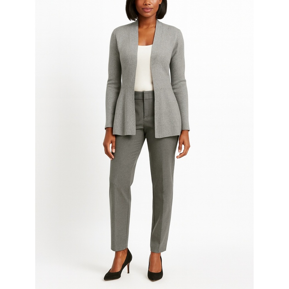 Elle Women's Open Front Gray Knit Cardigan Sweater M‎ Long Sleeve Cozy Layering